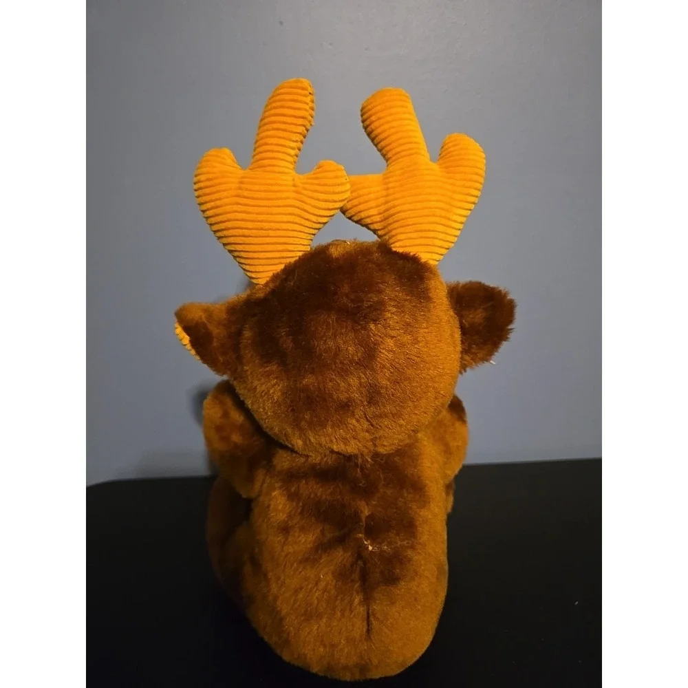 Vintage‎ Reindeer Plush Corduroy Antlers Red Green Christmas 10